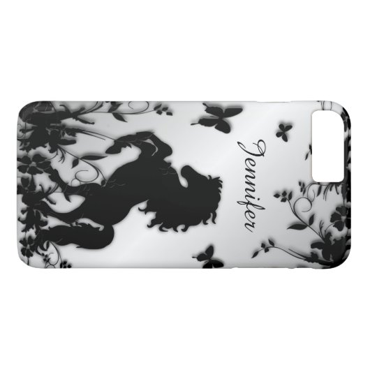 Het fokken van zwarte stallion / paard met naam Case-Mate iPhone case (Achterkant (Horizontaal))