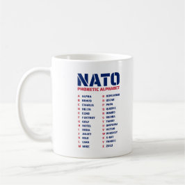 Het fonetisch alfabet van de NAVO Koffiemok