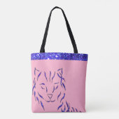 Het fonkelen Sparkly Kat Roze Paarse Glittery Tote Bag (Achterkant)