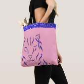 Het fonkelen Sparkly Kat Roze Paarse Glittery Tote Bag (Dichtbij)