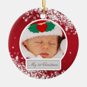 Het Fonkelen van Eerste Kerstmis van de baby het Keramisch Ornament