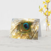 Het fonkelende Wenskaart van de Veer van de Pauw Kaart (Gele Bloem)