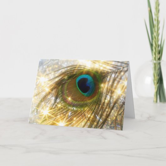 Het fonkelende Wenskaart van de Veer van de Pauw Kaart (Voorkant)