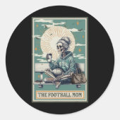 Het Football Mom Skeleton Tarot Kaart Ballpark Mom Ronde Sticker (Voorkant)