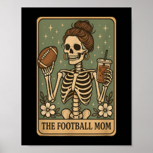 Het Football Mom Tarot Kaart Skeleton Game Day Pro Poster