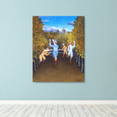 Het Football speelt | Henri Rousseau | Canvas Afdruk (Insitu (Houten vloer))