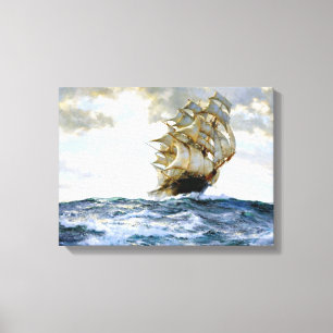 Het forel schildert door Montague Dawson Canvas Afdruk