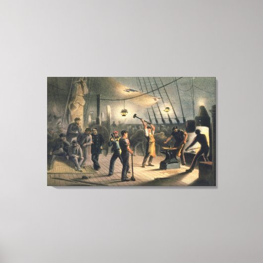 Het forge op Deck van het Grote Oosten, nacht van  Canvas Afdruk (Voorkant)