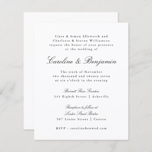 Het formele Wit van de begroting allen in één brui (Voorkant / Achterkant)