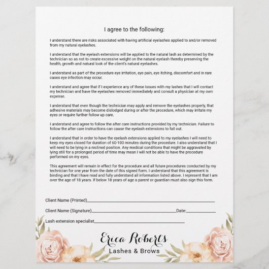 Het formulier Vrijgave van aansprakelijkheid voor  Flyer (Achterkant)