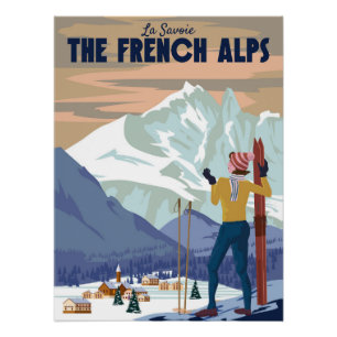 Het Franse Alpen Ski Resort poster. Mont Blanc Perfect Poster