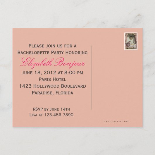 Het Franse Bed ~ Briefkaart / Uitnodigingen (Achterkant)