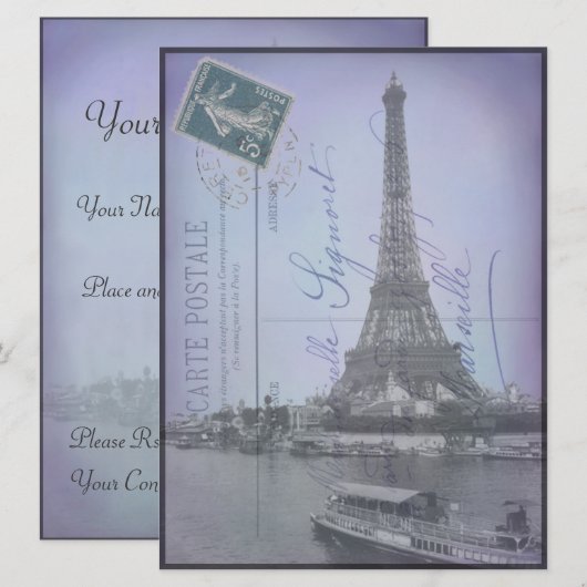 Het Franse Briefkaart van de Paris World (Voorkant / Achterkant)