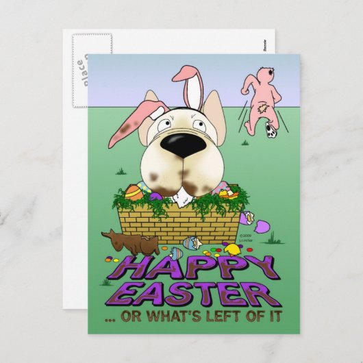 Het Franse Briefkaart van Pasen van de Buldog (Voorkant / Achterkant)