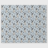 Het Franse Bulldog Paw Print Pattern op Silver Blu Cadeaupapier (Vlak)