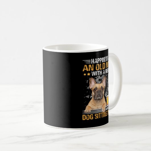 het franse bulledog frenchie dog Happiness is een  Koffiemok (Voorkant rechts)