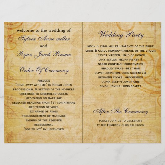 Het Franse Eiffel Tower navy vouded Wedding Progra (Achterkant)