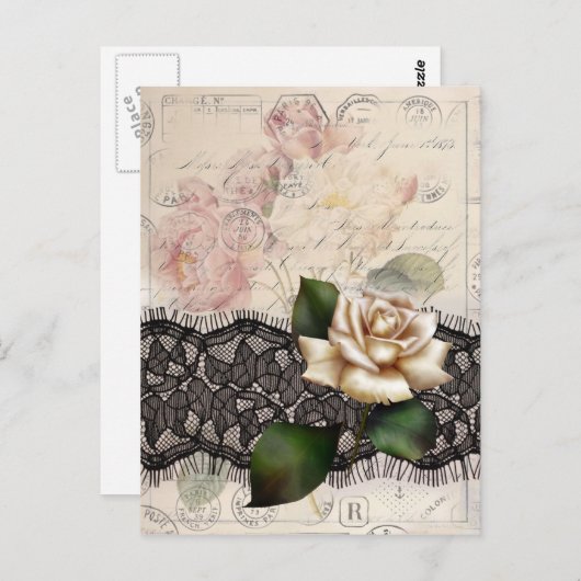 het Franse Victoriaans wit van het manuscripten Briefkaart (Voorkant / Achterkant)