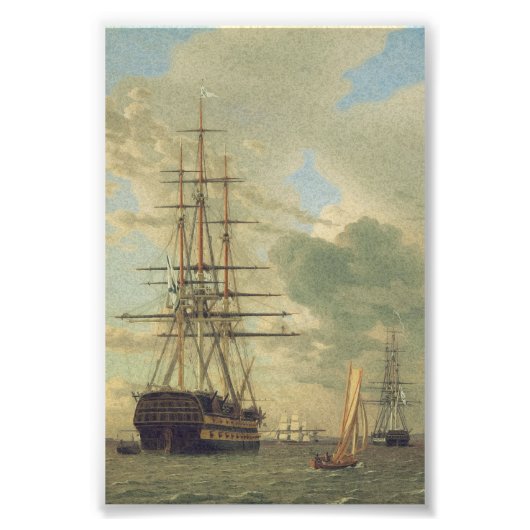 Het fregat op de rede voor anker foto afdruk (Voorkant)