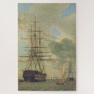 Het fregat op de rede voor anker legpuzzel