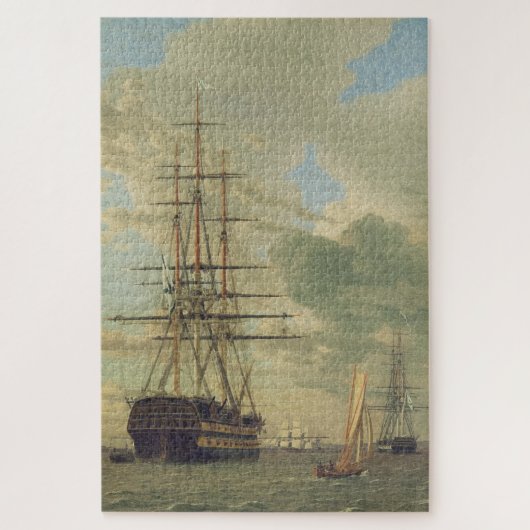 Het fregat op de rede voor anker legpuzzel (Verticaal)