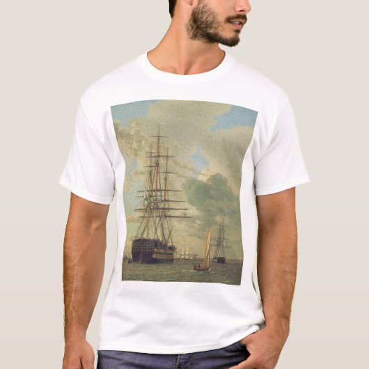 Het fregat op de rede voor anker t-shirt (Voorkant)