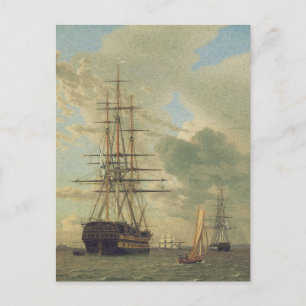 Het fregat voor anker in de wegen briefkaart