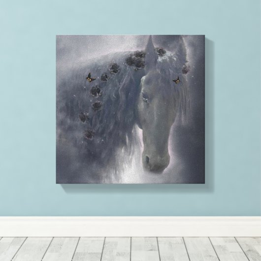 Het Friese Paard - omwikkeld doek Canvas Afdruk (Insitu (Houten vloer))