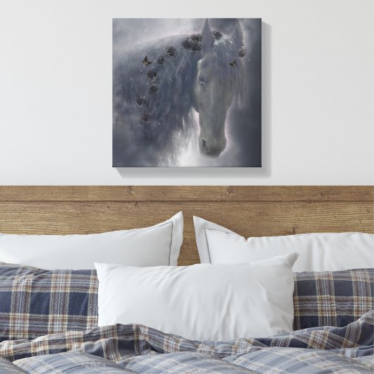 Het Friese Paard - omwikkeld doek Canvas Afdruk (Insitu (Slaapkamer))