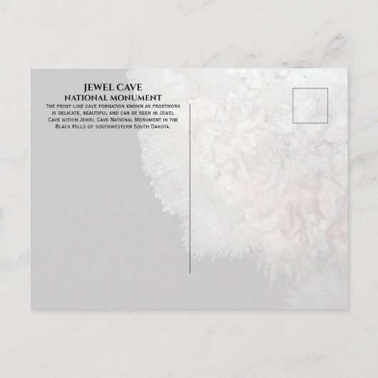 Het Frostwork Jewel Cave National Monument, SD Briefkaart (Achterkant)