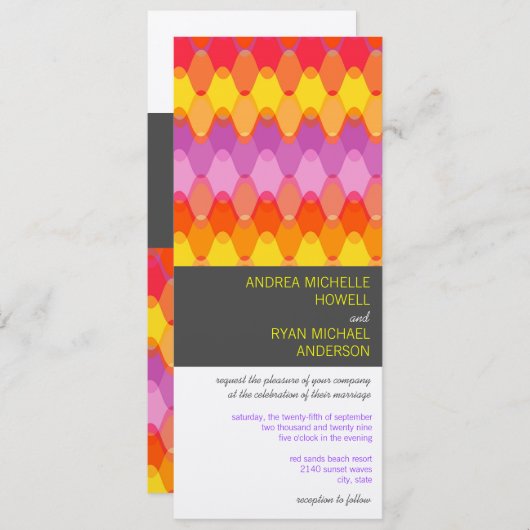 Het fuchsiakleurig Moderne Huwelijk van het Kaart (Voorkant / Achterkant)