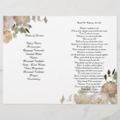 Het Funeral-programma van BiFold Cream Tan Peony Flyer (Achterkant)