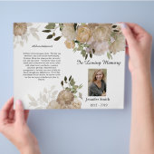 Het Funeral-programma van BiFold Cream Tan Peony Flyer (Hand)