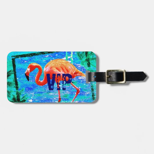 het funky bagagelabel van de de reis van flamingo  (Voorkant horizontaal)