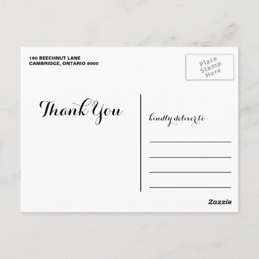 Het fysieke Afstuderen van het Manuscript Dank u B Briefkaart (Achterkant)