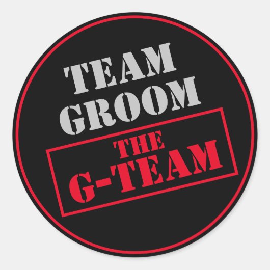 Het G-Team Bruidegom Ronde Sticker (Voorkant)