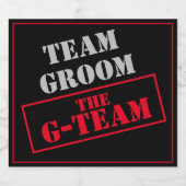 Het G-Team Bruidegom  Sparkling Wijnetiket (Enkel label)