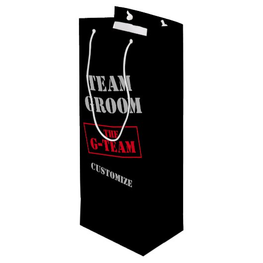 Het G-Team Bruidegom Wijn Cadeautas (Achterkant Gekanteld)