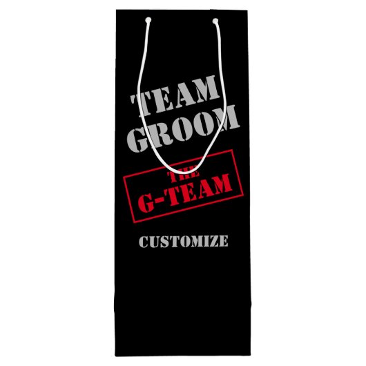 Het G-Team Bruidegomsteam Wijn Cadeautas (Achterkant)