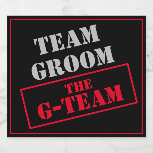 Het G-Team Team Groom Bier Etiket (Enkel label)