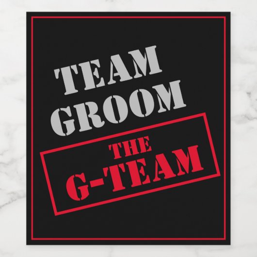 Het G-Team Team Groom Wijn Etiket (Enkel label)