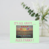HET GAAT ALLEMAAL OM...ALEX PARKS. BRIEFKAART (Staand voorkant)