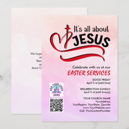 HET GAAT ALLEMAAL OVER JESUS Logo QR Code Kerk PAS Kaart (Voorkant / Achterkant)