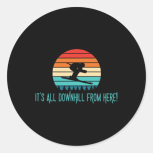 Het gaat bergafwaarts vanaf hier, Alpineskiën Ronde Sticker
