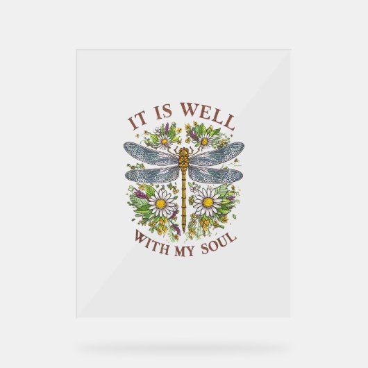 Het gaat goed met mijn Soul Dragonfly Floral T-shi Acryl Bord (Voorkant)