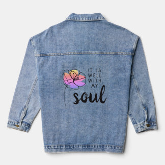 Het gaat goed met mijn ziel Roze bloemendecor Gebe Denim Jacket