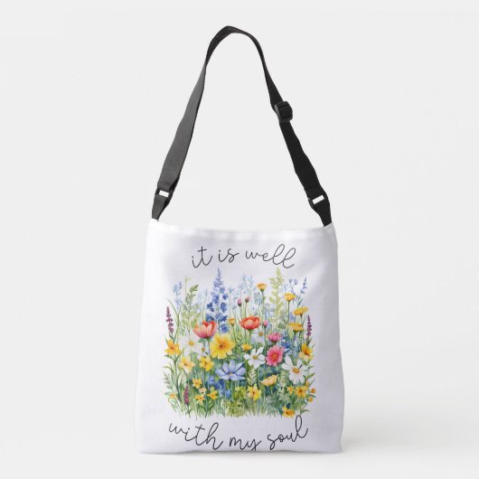 Het gaat goed met mijn ziel wilde bloem Christelij Crossbody Tas (Achterkant)