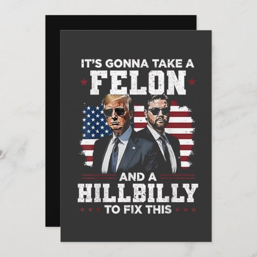 Het gaat misdadiger en hillbilly Trump Vance nemen Feestdagenkaart (Voorkant / Achterkant)