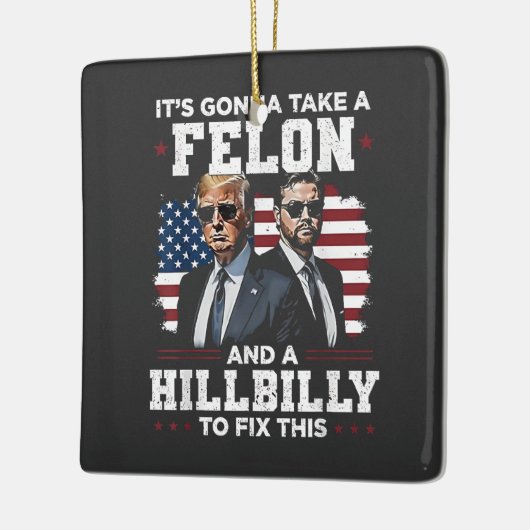 Het gaat misdadiger en hillbilly Trump Vance nemen Keramisch Ornament (Links)