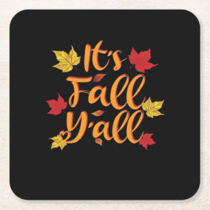 Het gaat om de Herfst Y’all Funny Autumn Basic Cla Kartonnen Onderzetters